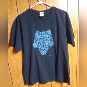 Tribal Wolf in Blue, Artist Ray VanTilburg Short-Sleeve Unisex T-Shirt